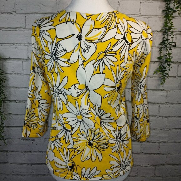 WOMENS CABLE AND GAUGE YELLOW DAISY BUTTON UP CARDIGAN SPRING SIZE MISSY SMALL - Picture 4 of 6